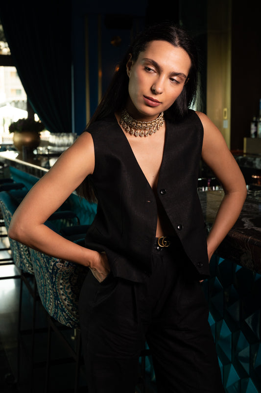 DUNJA ECO LINEN WAISTCOAT