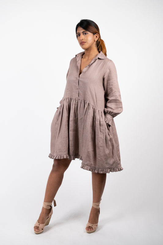 GIRLFRIEND MINI LINEN DRESS