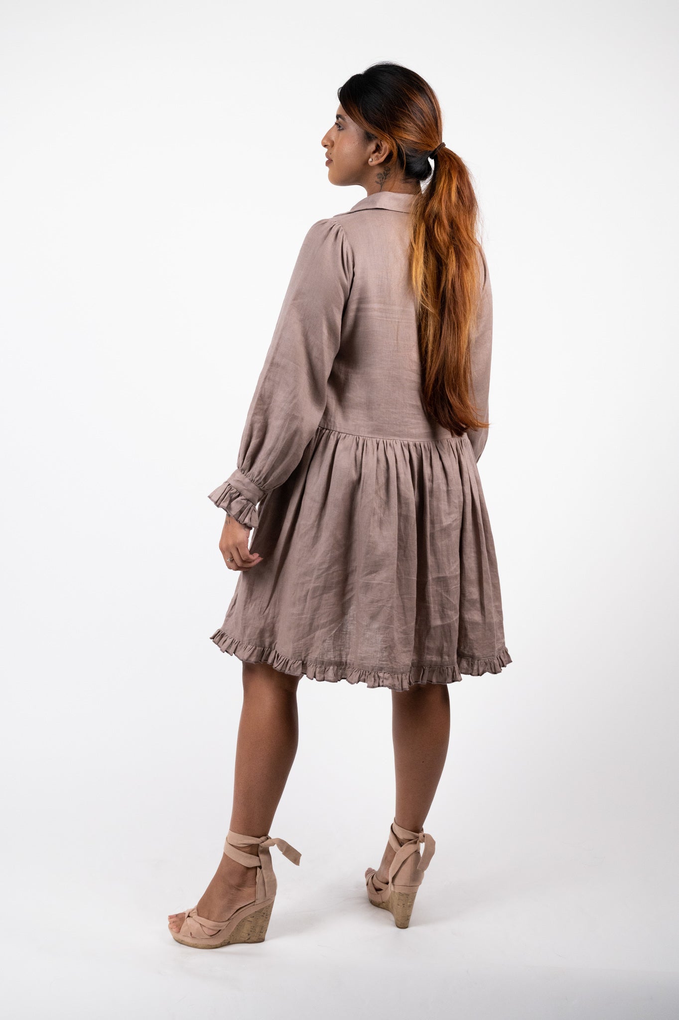 GIRLFRIEND MINI LINEN DRESS