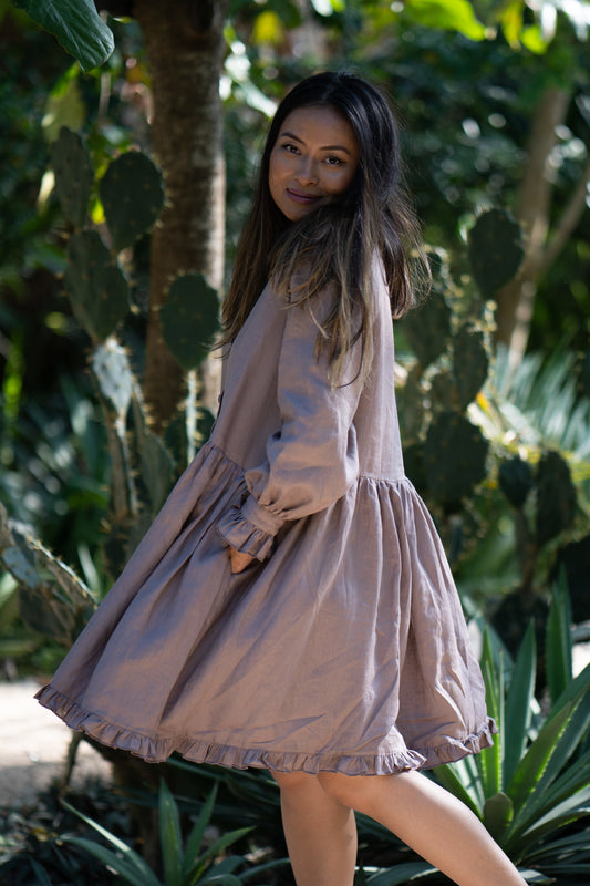 GIRLFRIEND MINI LINEN DRESS