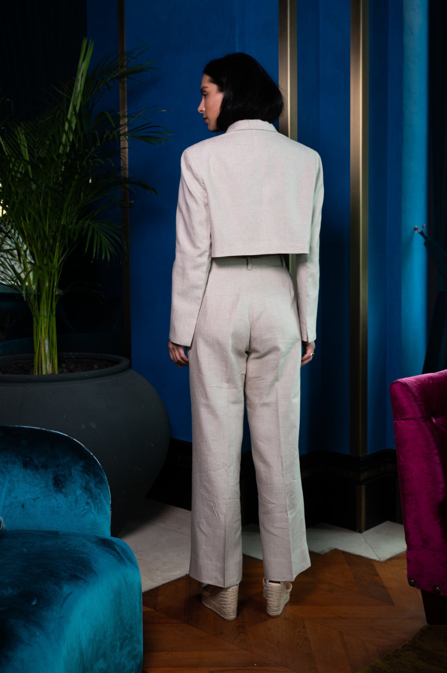 CLASSIC WIDE LEG TROUSERS IN LINEN