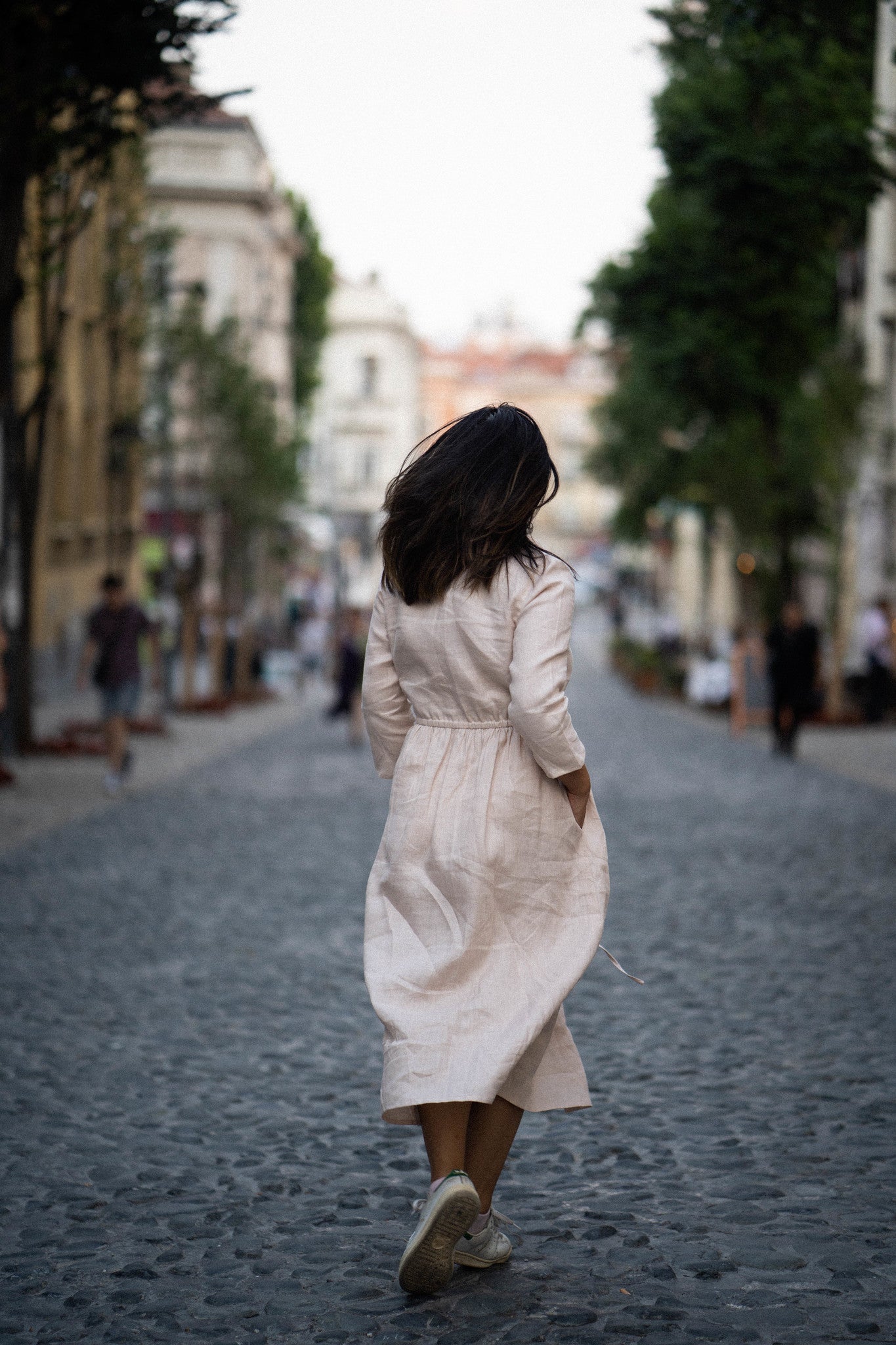 CRYSTAL MIDI LINEN DRESS